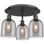 Ballston Bella 17.25"W 3-Light Matte Black Flush Mount w/ Light Smoke