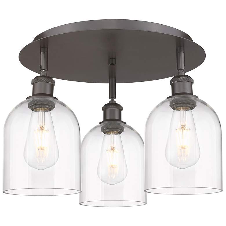 Image 1 Ballston Bella 17.25"W 3-Light Oil Rubbed Bronze Flush Mount w/ Clear