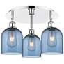 Ballston Bella 17.25"W 3-Light Polished Chrome Flush Mount w/ Blue Sha
