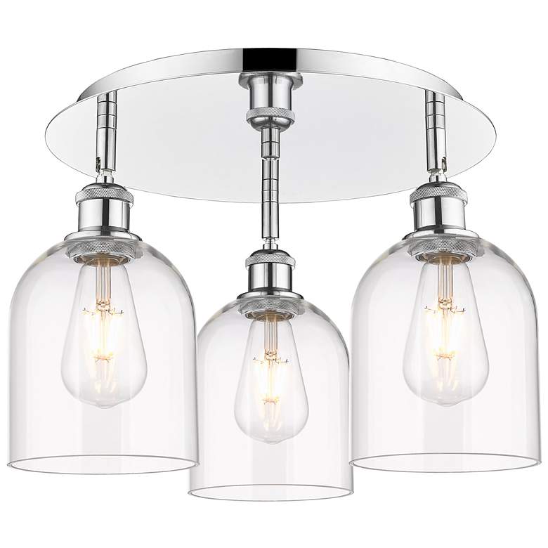 Image 1 Ballston Bella 17.25"W 3-Light Polished Chrome Flush Mount w/ Clear Sh