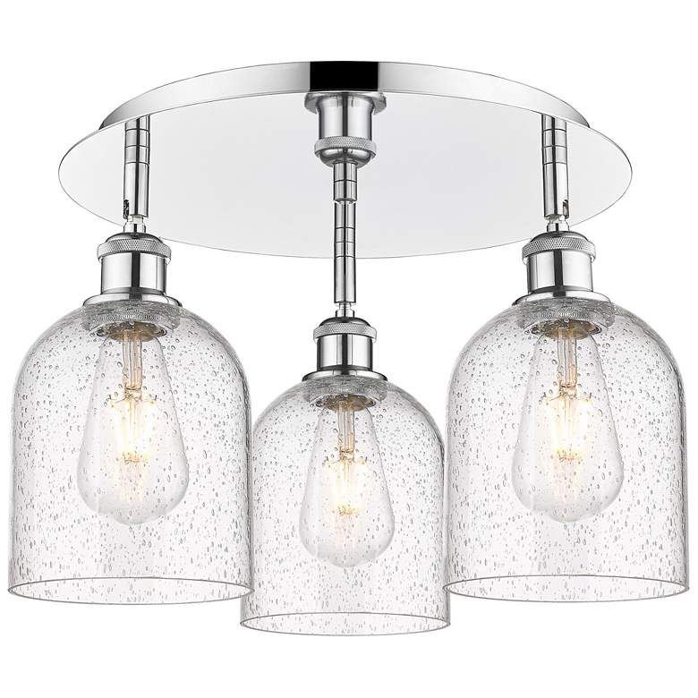 Image 1 Ballston Bella 17.25"W 3-Light Polished Chrome Flush Mount w/ Seedy Sh