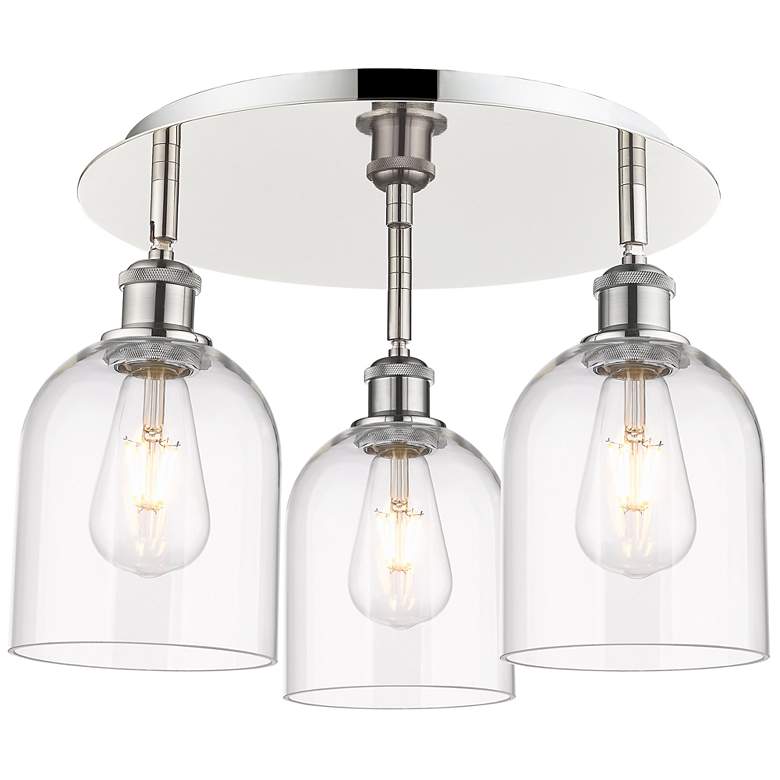 Image 1 Ballston Bella 17.25"W 3-Light Polished Nickel Flush Mount w/ Clear Sh