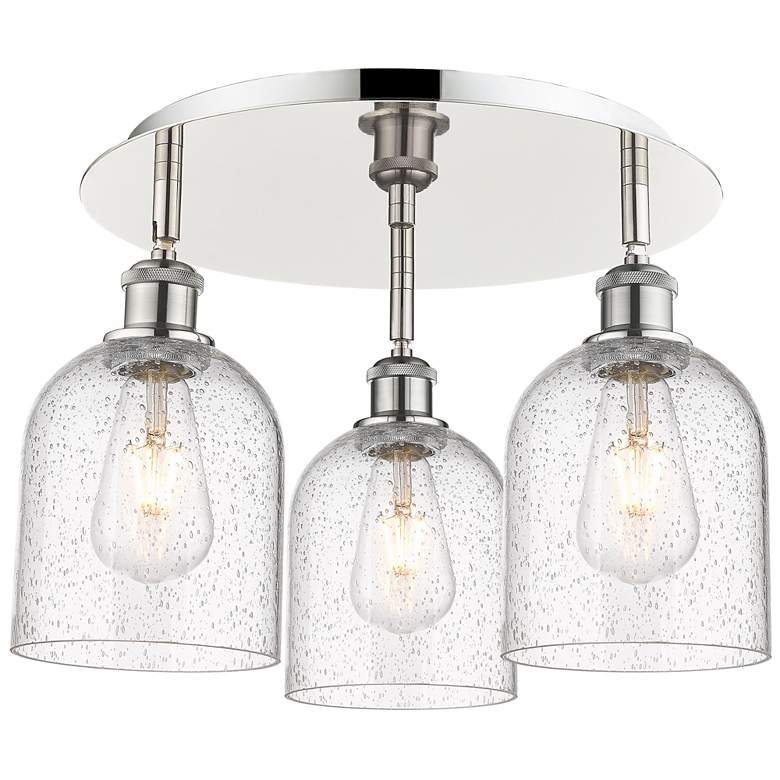 Image 1 Ballston Bella 17.25"W 3-Light Polished Nickel Flush Mount w/ Seedy Sh