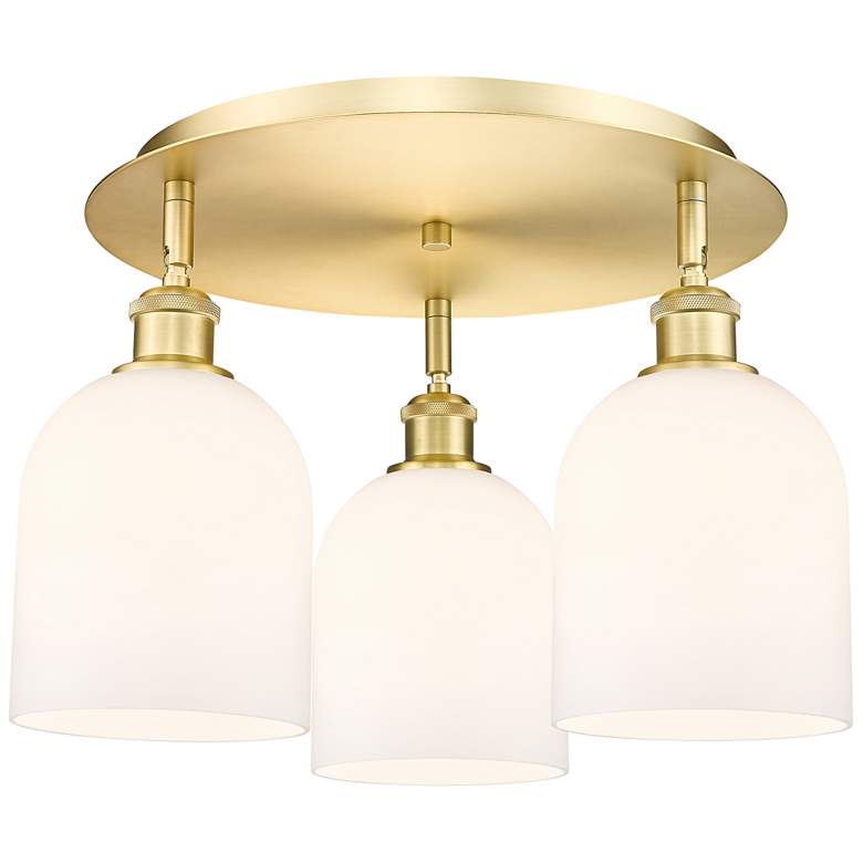 Image 1 Ballston Bella 17.25"W 3-Light Satin Gold Flush Mount w/ Gloss White S