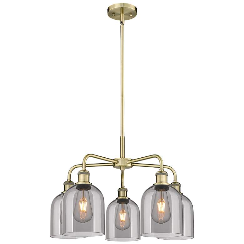 Image 1 Ballston Bella 23.5"W 5-Light Antique Brass Stem Chandelier w/ Smoke S