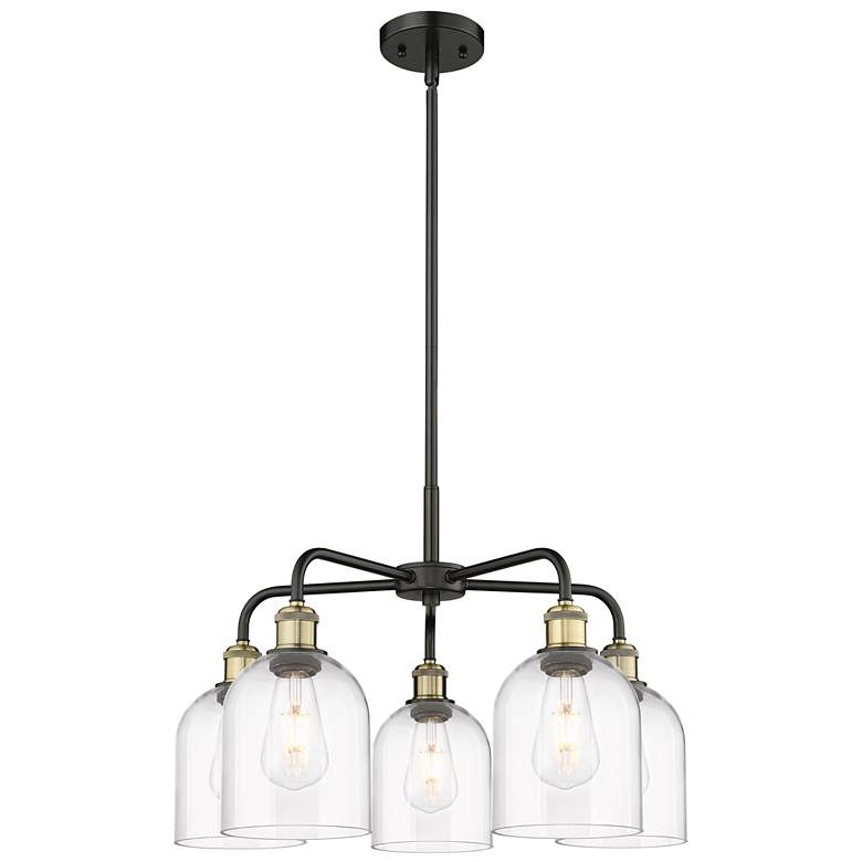 Image 1 Ballston Bella 23.5"W 5-Light Black Brass Stem Chandelier w/ Clear Sha