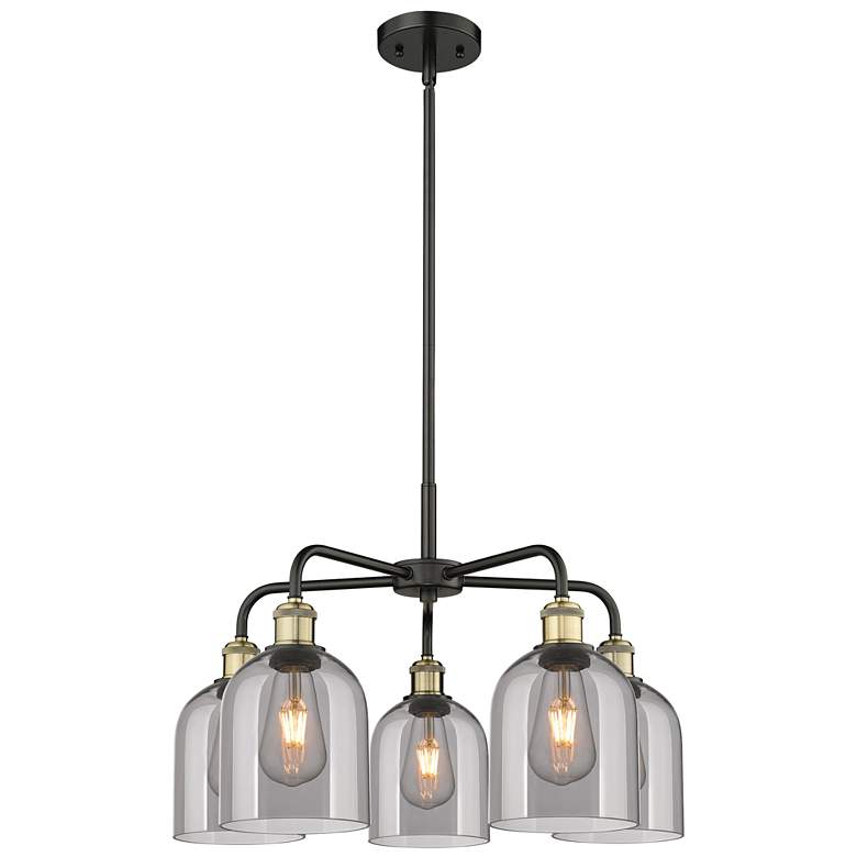 Image 1 Ballston Bella 23.5"W 5-Light Black Brass Stem Chandelier w/ Smoke Sha