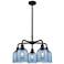 Ballston Bella 23.5"W 5-Light Black Stem Chandelier w/ Blue Shade