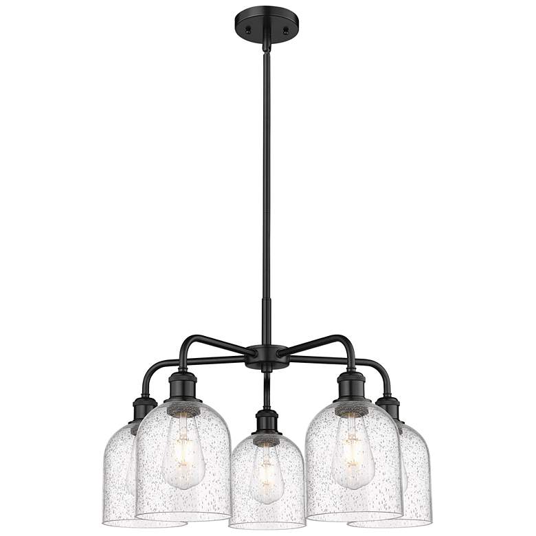Image 1 Ballston Bella 23.5"W 5-Light Black Stem Chandelier w/ Seedy Shade