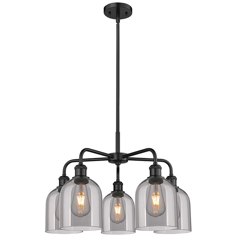 Image 1 Ballston Bella 23.5"W 5-Light Black Stem Chandelier w/ Smoke Shade