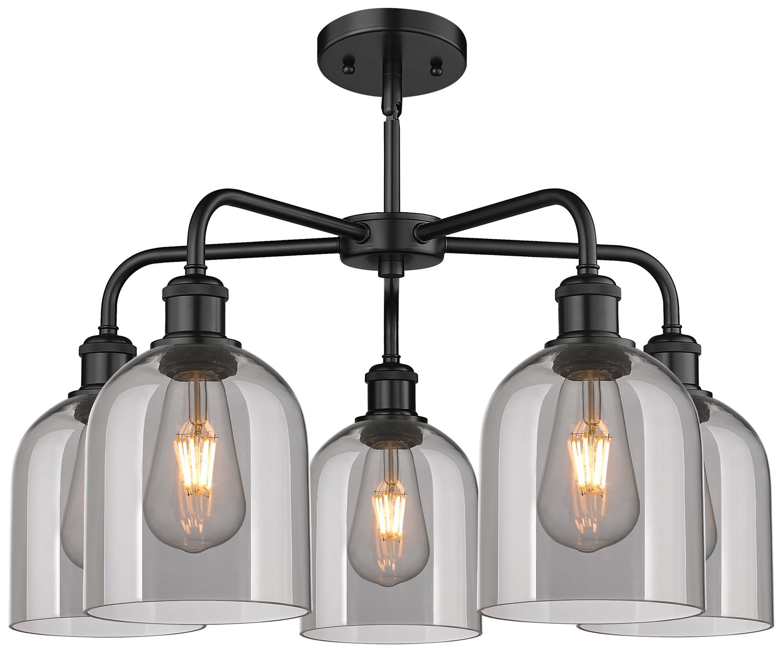 Image 2 Ballston Bella 23.5"W 5-Light Black Stem Chandelier w/ Smoke Shade more views