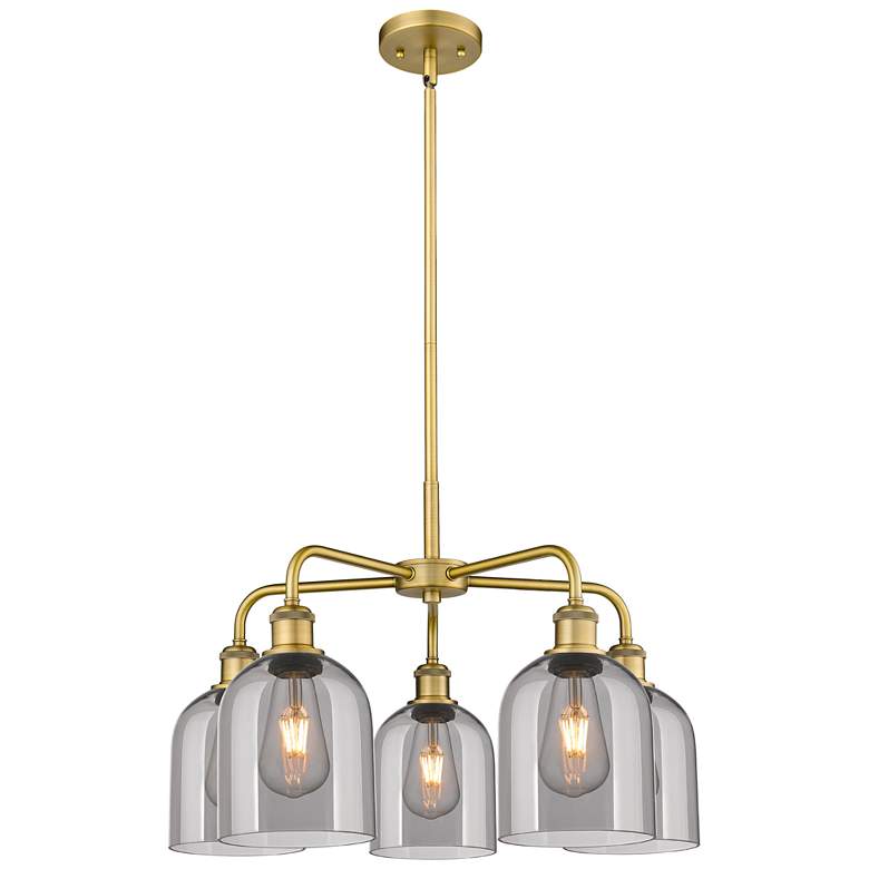 Image 1 Ballston Bella 23.5"W 5-Light Brushed Brass Stem Chandelier w/ Smoke S