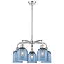 Ballston Bella 23.5"W 5-Light Chrome Stem Chandelier w/ Blue Shade