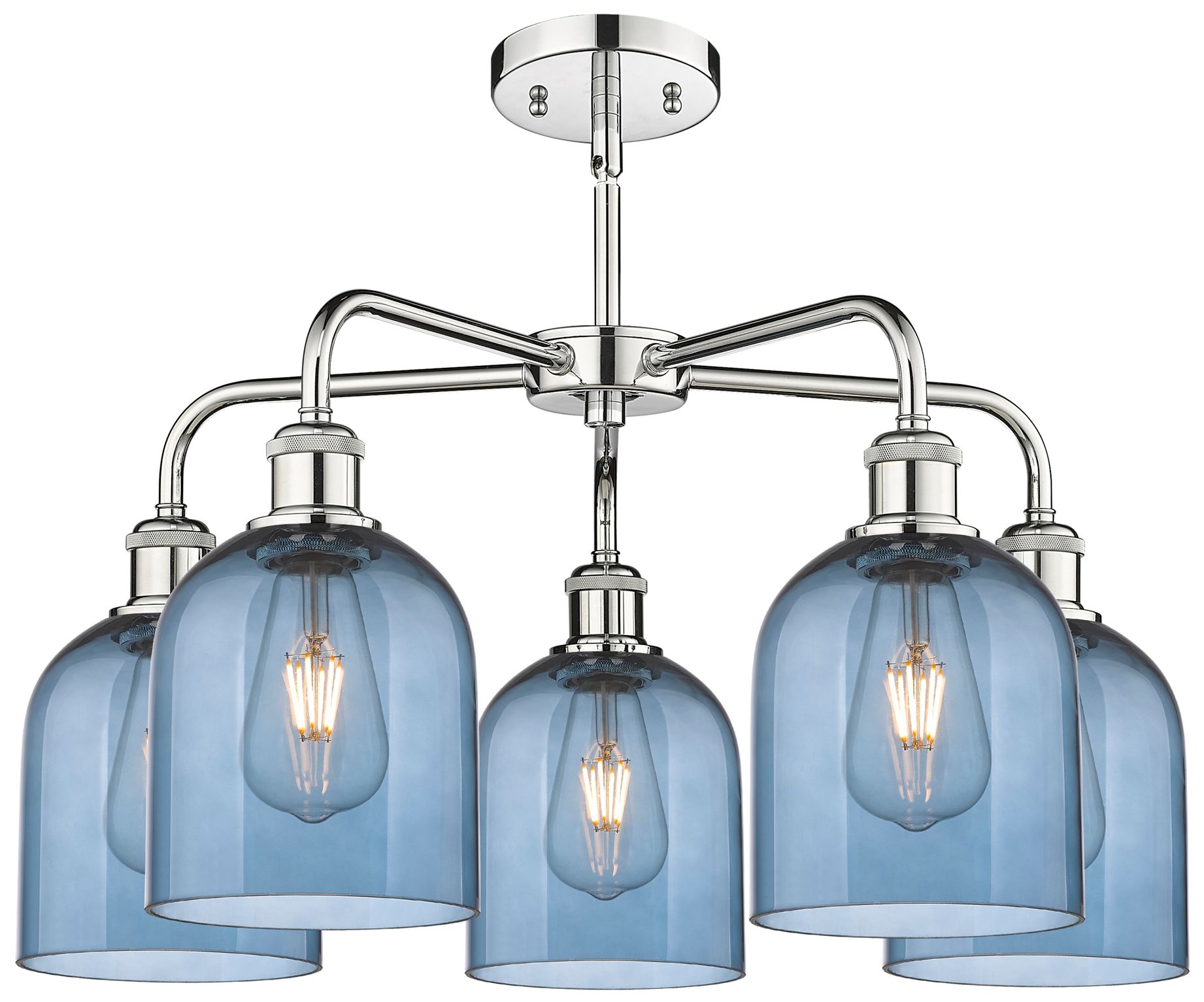 Image 2 Ballston Bella 23.5"W 5-Light Chrome Stem Chandelier w/ Blue Shade more views