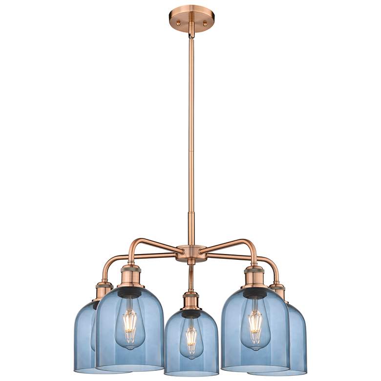 Image 1 Ballston Bella 23.5"W 5-Light Copper Stem Chandelier w/ Blue Shade