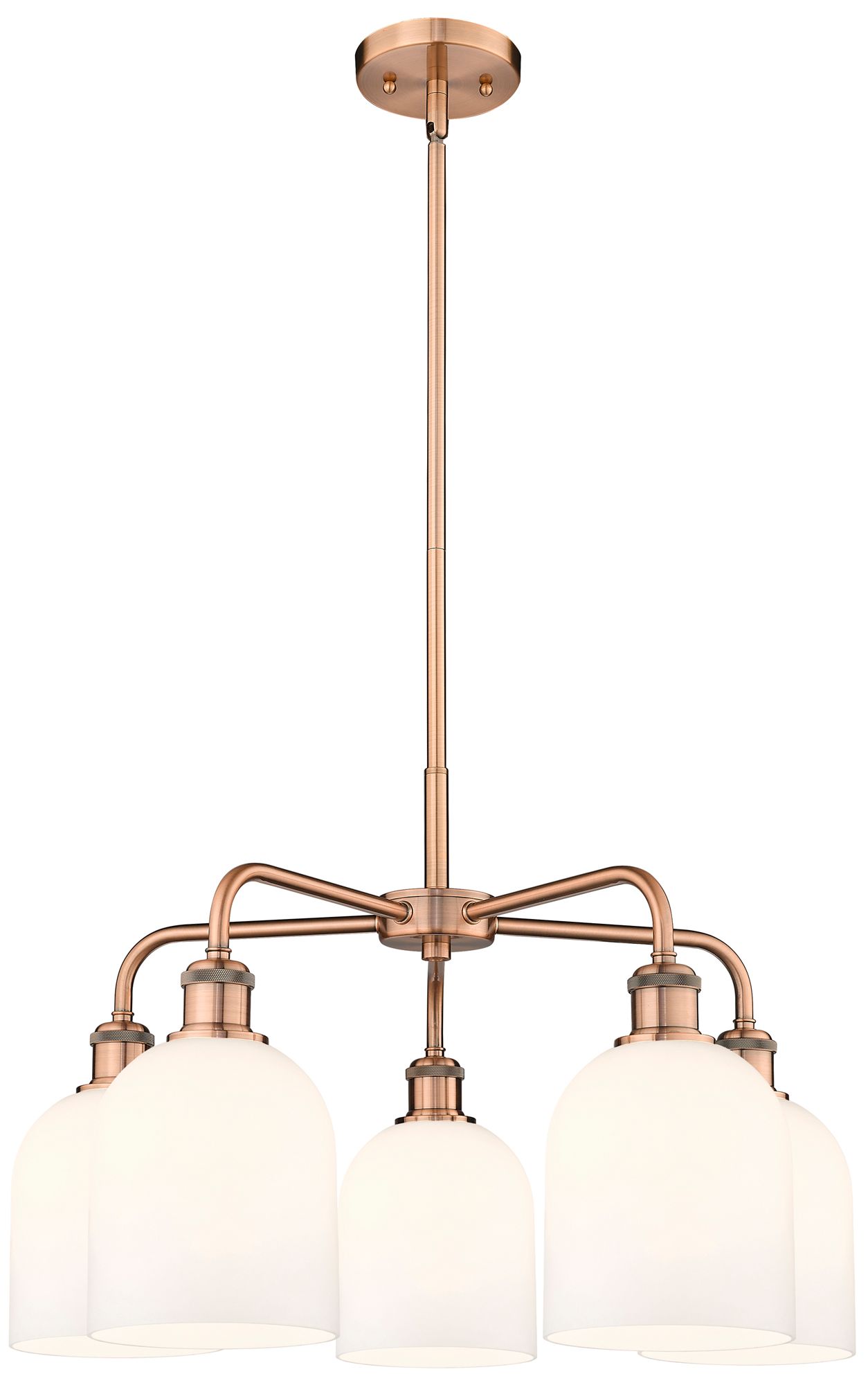 Ballston Bella 23.5"W 5-Light Copper Stem Chandelier w/ Gloss White Sh