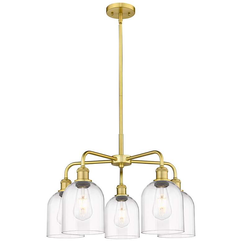 Image 1 Ballston Bella 23.5"W 5-Light Gold Stem Chandelier w/ Clear Shade