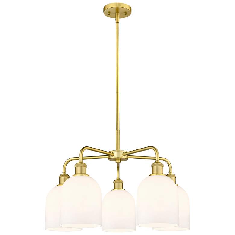 Image 1 Ballston Bella 23.5"W 5-Light Gold Stem Chandelier w/ Gloss White Shad