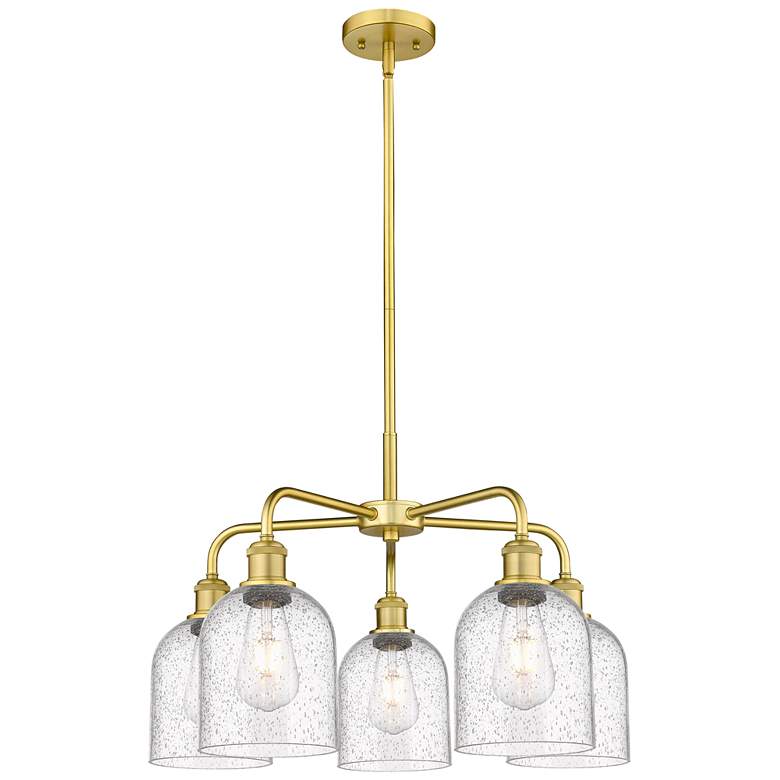 Image 1 Ballston Bella 23.5"W 5-Light Gold Stem Chandelier w/ Seedy Shade