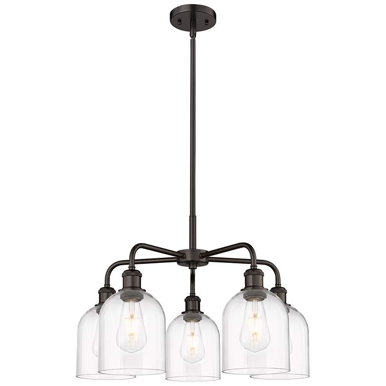 Image 1 Ballston Bella 23.5"W 5-Light Oiled Bronze Stem Chandelier w/ Clear Sh