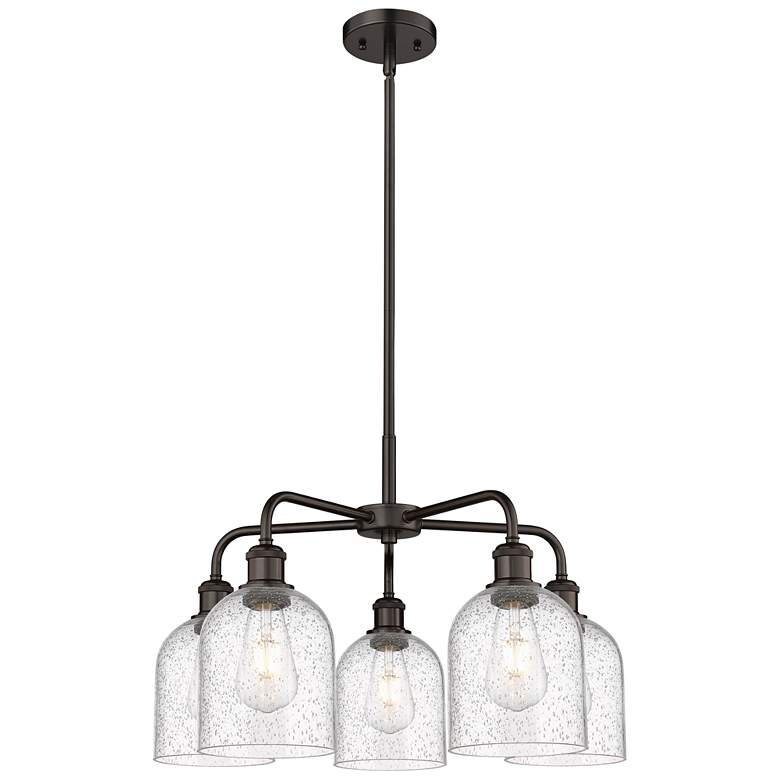 Image 1 Ballston Bella 23.5"W 5-Light Oiled Bronze Stem Chandelier w/ Seedy Sh