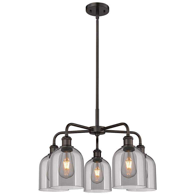 Image 1 Ballston Bella 23.5"W 5-Light Oiled Bronze Stem Chandelier w/ Smoke Sh