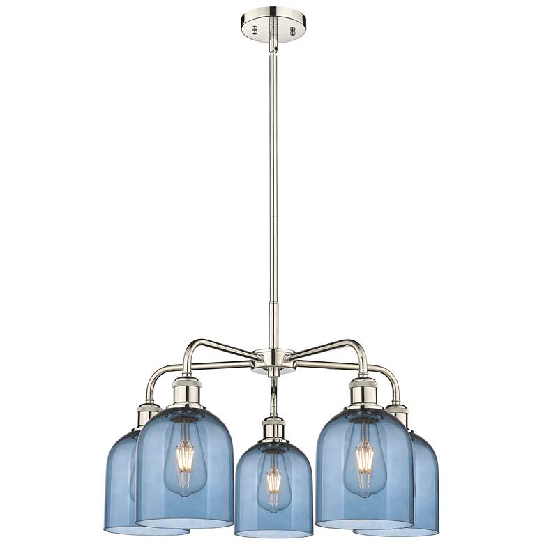Image 1 Ballston Bella 23.5"W 5-Light Polished Nickel Stem Chandelier w/ Blue