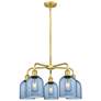 1_Ballston Bella 23.5"W 5-Light Satin Gold Stem Chandelier w/ Blue Shade