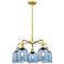 Ballston Bella 23.5"W 5-Light Satin Gold Stem Chandelier w/ Blue Shade