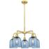 Ballston Bella 23.5"W 5-Light Satin Gold Stem Chandelier w/ Blue Shade