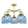 2_Ballston Bella 23.5"W 5-Light Satin Gold Stem Chandelier w/ Blue Shade more views