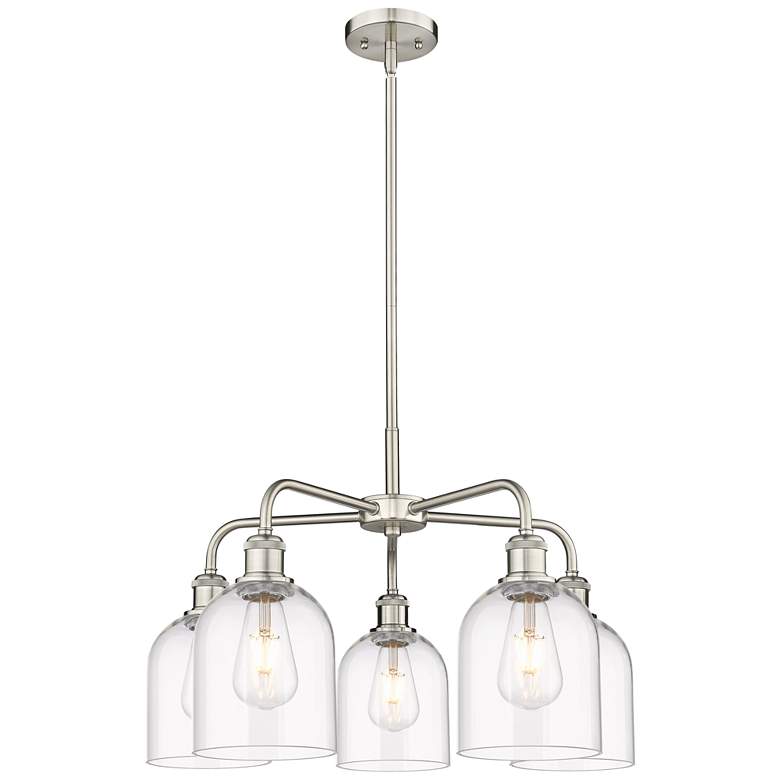 Image 1 Ballston Bella 23.5"W 5-Light Satin Nickel Stem Chandelier w/ Clear Sh