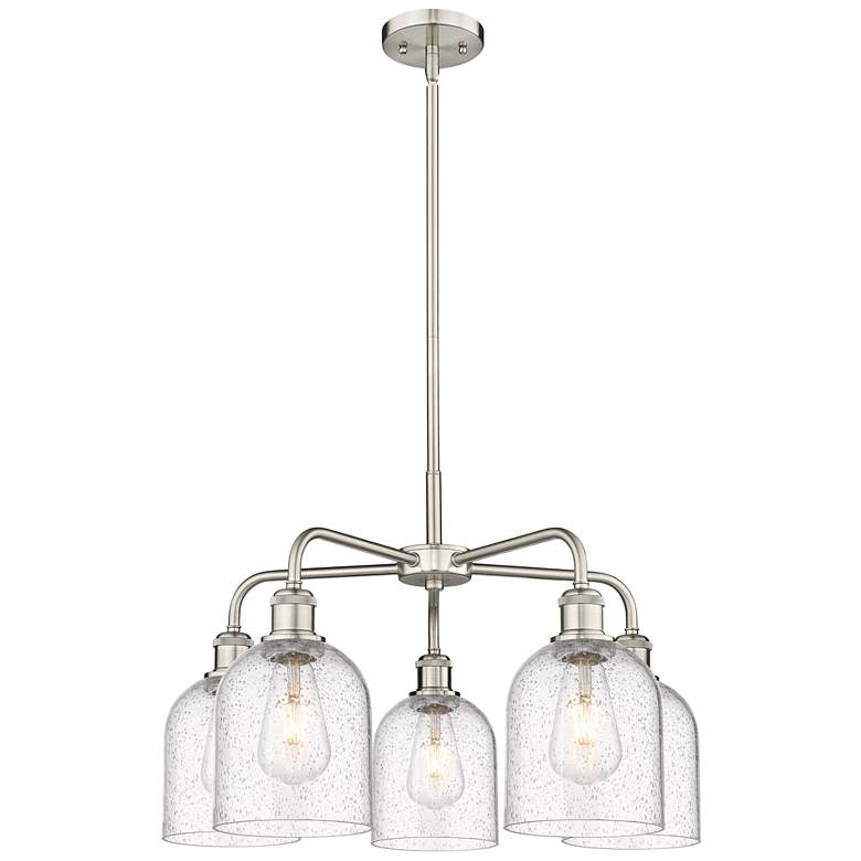 Image 1 Ballston Bella 23.5"W 5-Light Satin Nickel Stem Chandelier w/ Seedy Sh
