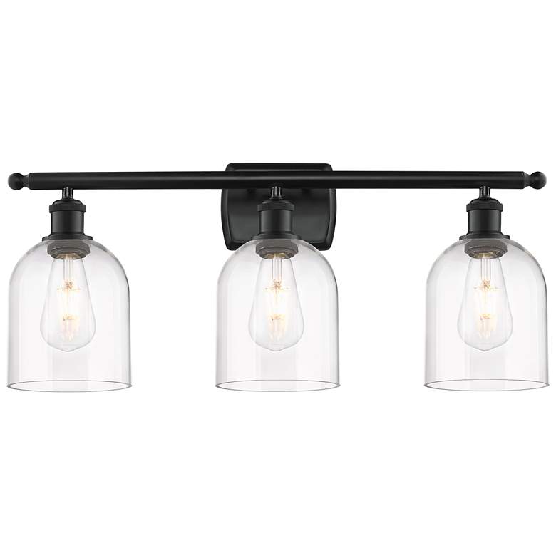 Image 1 Ballston Bella 25.5" Wide 3 Light Matte Black Bath Light With Clear Sh
