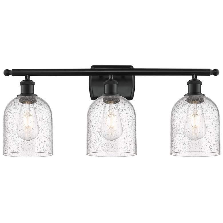 Image 1 Ballston Bella 25.5" Wide 3 Light Matte Black Bath Light With Seedy Sh