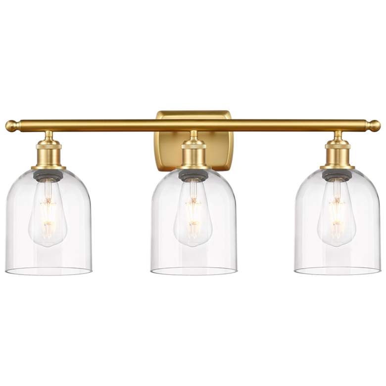 Image 1 Ballston Bella 25.5" Wide 3 Light Satin Gold Bath Light With Clear Sha