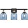 Ballston Bella 25.5"W 3 Light Black Antique Brass Bath Light w/ Blue S