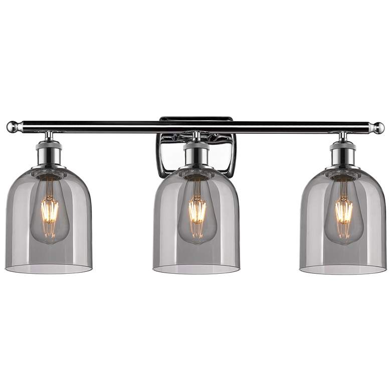 Image 1 Ballston Bella 25.5"W 3 Light Chrome Bath Light w/ Light Smoke Shade