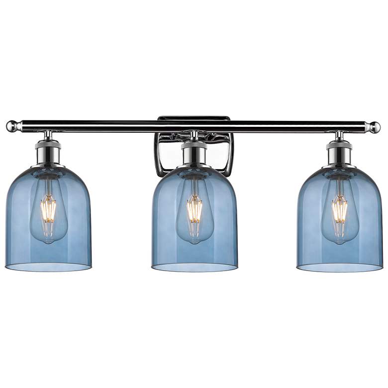 Image 1 Ballston Bella 25.5"W 3 Light Chrome Bath Light w/ Princess Blue Shade