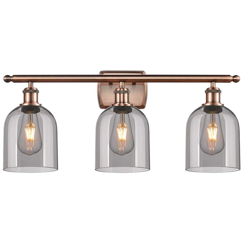 Image 1 Ballston Bella 25.5"W 3 Light Copper Bath Light w/ Light Smoke Shade