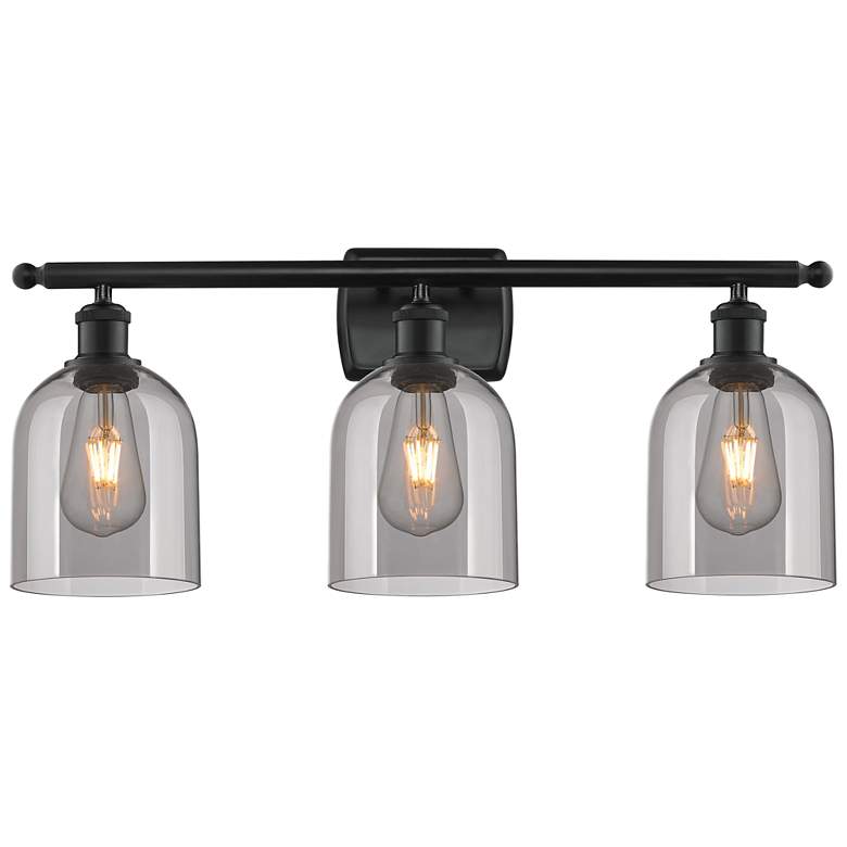 Image 1 Ballston Bella 25.5"W 3 Light Matte Black Bath Light w/ Light Smoke Sh
