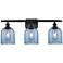 Ballston Bella 25.5"W 3 Light Matte Black Bath Light w/ Princess Blue