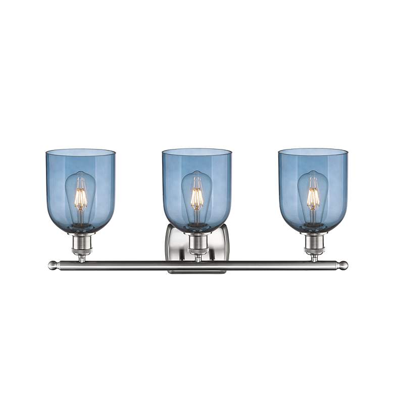 Image 2 Ballston Bella 25.5"W 3 Light Satin Nickel Bath Light w/ Blue Shade more views