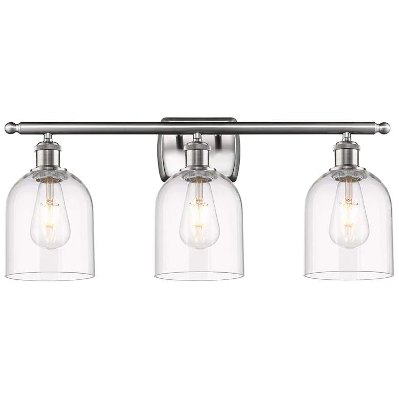 Image 1 Ballston Bella 25.5"W 3 Light Satin Nickel Bath Light w/ Clear Shade