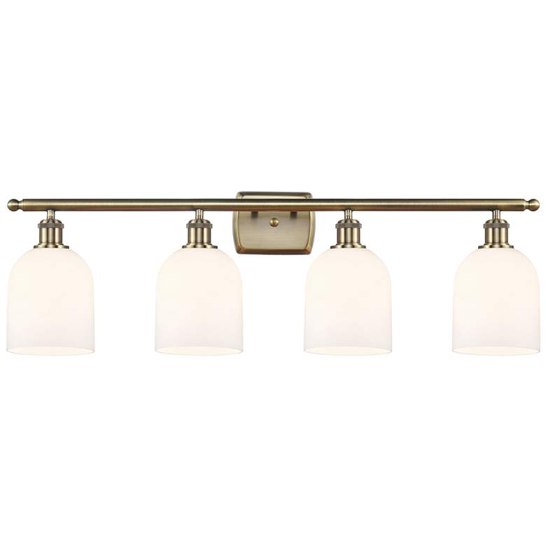 Image 1 Ballston Bella 35.5"W 4-Light Antique Brass Bath Light w/ Gloss White