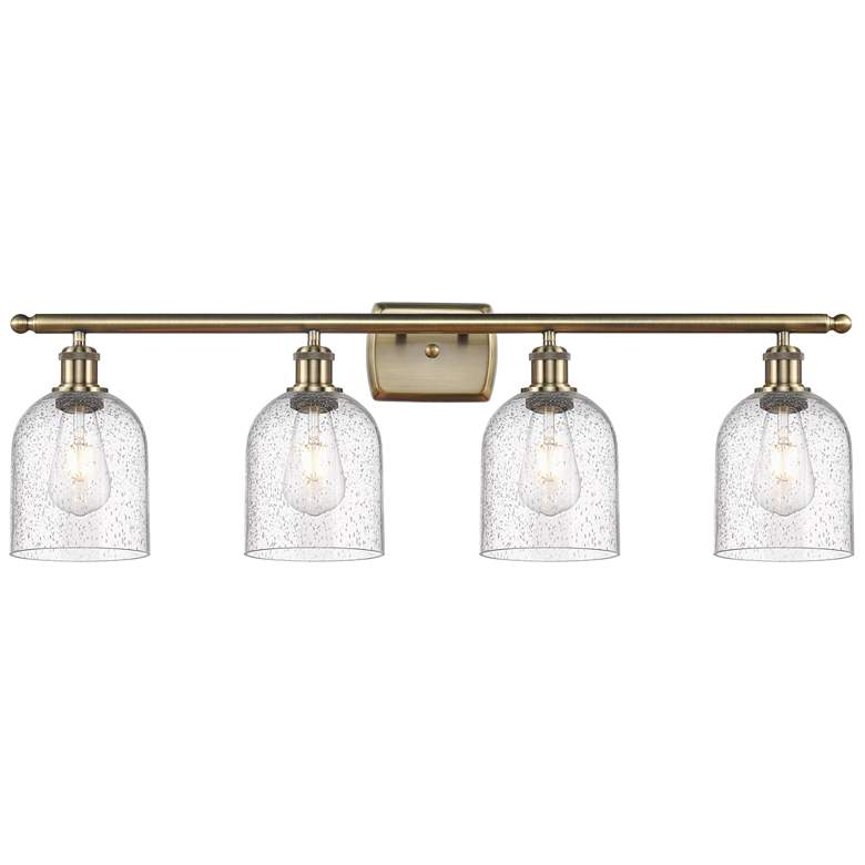 Image 1 Ballston Bella 35.5"W 4-Light Antique Brass Bath Light w/ Seedy Shade