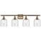 Ballston Bella 35.5"W 4-Light Antique Brass Bath Light w/ Seedy Shade