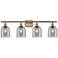Ballston Bella 35.5"W 4-Light Antique Brass Bath Light w/ Smoke Shade