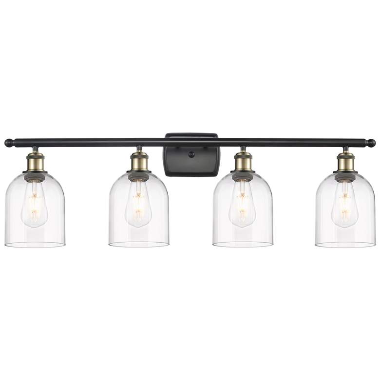 Image 1 Ballston Bella 35.5"W 4-Light Black Brass Bath Vanity Light w/ Clear S
