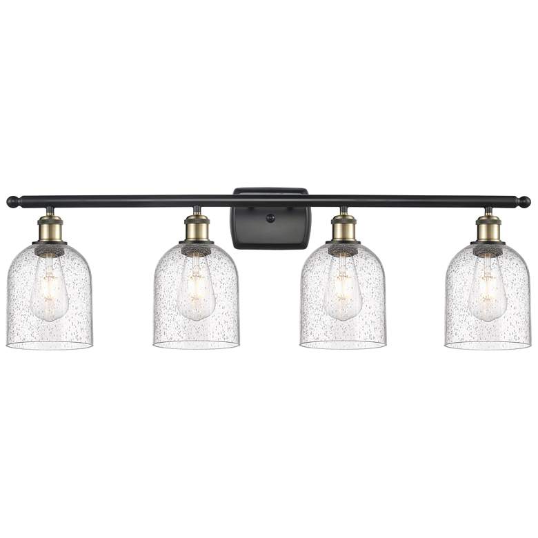 Image 1 Ballston Bella 35.5"W 4-Light Black Brass Bath Vanity Light w/ Seedy S